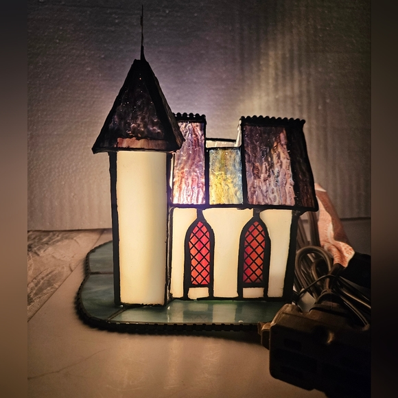 Church Tiffany Style Stained Glass Lamp - Picture 5 of 12